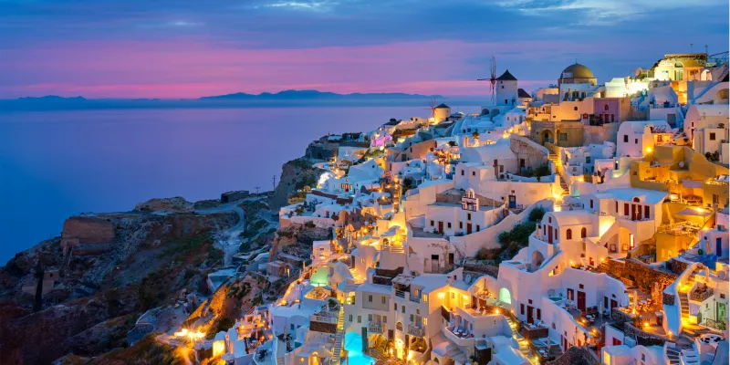 Oia santorini greece sunset village