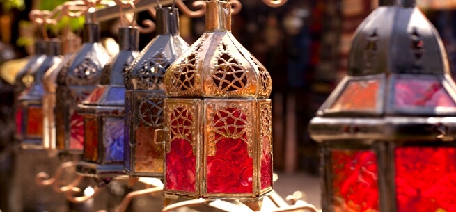Moroccan glass lanterns Marrakesh Souq
